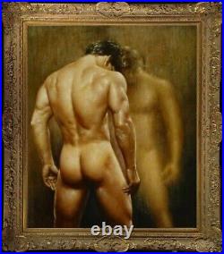 Hand-painted Original Oil painting art young male nude on Canvas 30X40