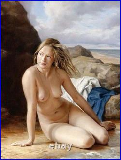 Hand-painted oil painting art young female woman nude on canvas 24X36