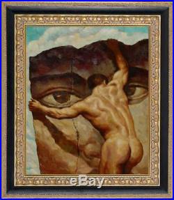Hand-painted original Oil painting art Chinese male nude on canvas 20x24