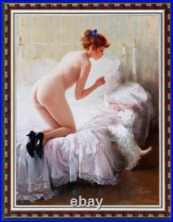 Handmade Original Oil Painting impressionism art Women girl on canvas 24x36