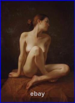 Handmade Original Oil painting female art women girl on Canvas 24''x36