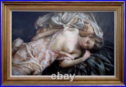 Handmade Original Oil painting female art women girl on Canvas 24X36