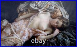 Handmade Original Oil painting female art women girl on Canvas 24X36