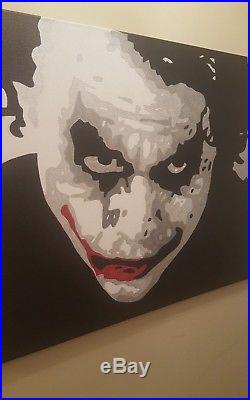 Heath Ledger Joker Batman Dark Knight Original Drawn Art 1 of 1 on 24x30 Canvas