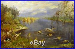 Hendrik Breedveld Ducks Original Oil Painting on Canvas, Dutch painter Holland