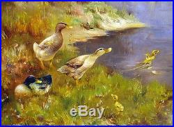 Hendrik Breedveld Ducks Original Oil Painting on Canvas, Dutch painter Holland