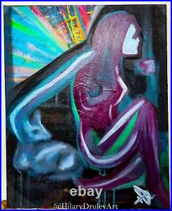 Hilary Druley Art Original Mixed Media 16x20 Painting on Canvas Fuel
