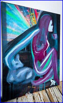 Hilary Druley Art Original Mixed Media 16x20 Painting on Canvas Fuel