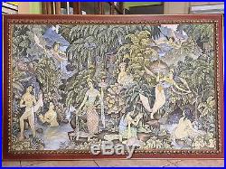 Huge M. D. Sutopa Bali Art Original Acrylic on Canvas, Signed, 56 x 35 (Image)