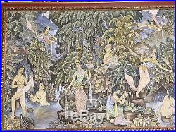 Huge M. D. Sutopa Bali Art Original Acrylic on Canvas, Signed, 56 x 35 (Image)