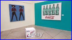 Huge painting 2 bandidos silkscreen 57x50 tribute Andy Warhol pop art Mexican