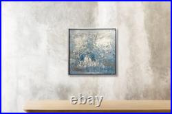 Hungryartist -Original Oil Painting of Blue Them Abstract on Canvas 16x16 Framed