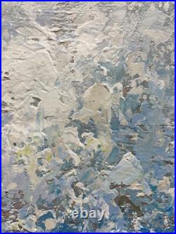 Hungryartist -Original Oil Painting of Blue Them Abstract on Canvas 16x16 Framed