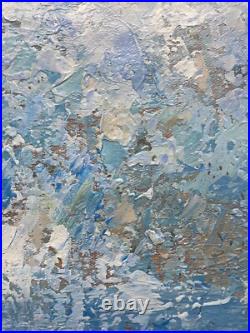 Hungryartist -Original Oil Painting of Blue Them Abstract on Canvas 16x16 Framed