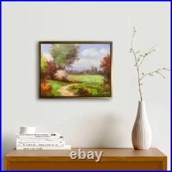 Hungryartist -Original Oil Painting of a Forest Road on Canvas 12x16 Framed