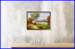 Hungryartist -Original Oil Painting of a Forest Road on Canvas 12x16 Framed