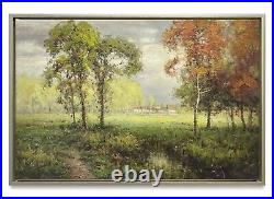 Hungryartist -Original Painting of Forest View on Canvas 24x36 Framed