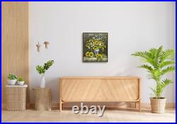 Hungryartist -Original Painting of Still-Life Flowers Canvas 20x24 Framed