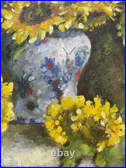 Hungryartist -Original Painting of Still-Life Flowers Canvas 20x24 Framed