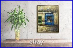 Hungryartist -Original Painting of Street Side on Canvas 12x16 Framed