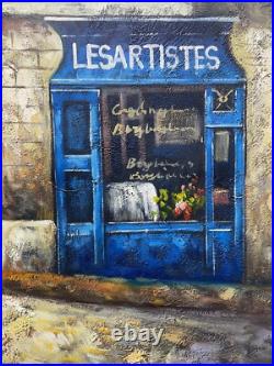 Hungryartist -Original Painting of Street Side on Canvas 12x16 Framed