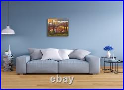 Hungryartist -Original Painting of Sunset Field on Canvas 20x24 Framed