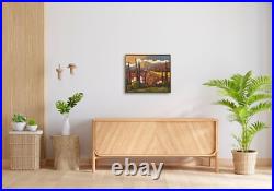Hungryartist -Original Painting of Sunset Field on Canvas 20x24 Framed