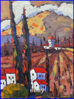 Hungryartist -Original Painting of Sunset Field on Canvas 20x24 Framed