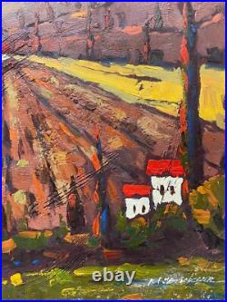 Hungryartist -Original Painting of Sunset Field on Canvas 20x24 Framed