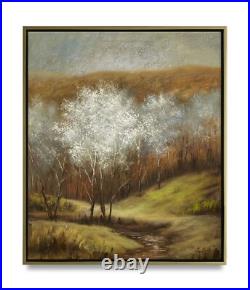 Hungryartist -Original Painting of Trees Landscape on Canvas 20x24 Framed