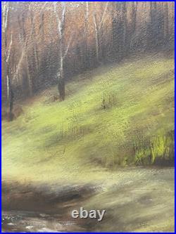 Hungryartist -Original Painting of Trees Landscape on Canvas 20x24 Framed