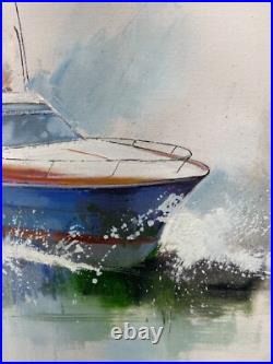 Hungryartist -Original Painting of a Boat on Canvas 24x36 Framed