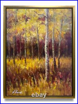 Hungryartist -Original Painting ofAutumn Forest View Canvas 12x16 Framed