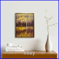 Hungryartist -Original Painting ofAutumn Forest View Canvas 12x16 Framed
