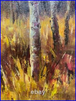Hungryartist -Original Painting ofAutumn Forest View Canvas 12x16 Framed
