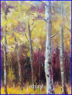 Hungryartist -Original Painting ofAutumn Forest View Canvas 12x16 Framed
