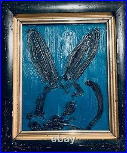 Hunt Slonem Blue Rabbit 2007 Signed Framed by Artist American Fine Art