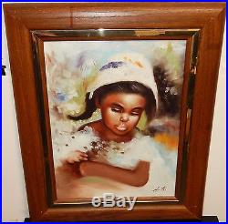 Hunter Sunday Dress African American Girl Original Oil On Canvas Painting