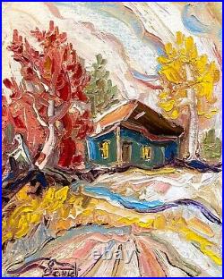 Hut Art Oil Painting on Canvas Original Signing David Ivanishvili