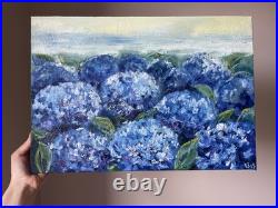 Hydrangea Painting Original Art Oil Canvas Impressionism Floral Wall Art 14x20