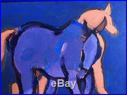 ITALIAN RETRO ORIGINAL OIL on CANVAS ABSTRACT HORSE PAINTING -SIGNED