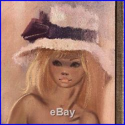 Igor Pantuhoff Big Eyed Girl Original Oil Painting On Canvas NUDE