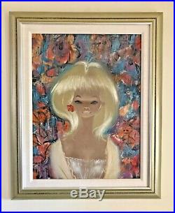 Igor Pantuhoff Large Big Eyed Girl Original Oil Painting On Canvas Newly Framed
