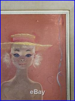 Igor Pantuhoff Nude Big Eyed Girl With A Hat Original Oil Painting On Canvas