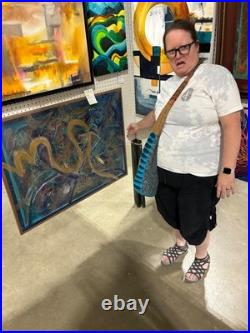 Image of 3 Plague Masks Abstract Expressionism Canvas Painting Original 14x11