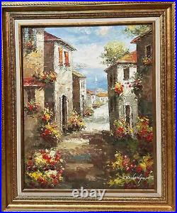 Impasto Original Oil Painting on Canvas in Frame 21 x 25