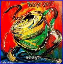 Impressionism Contemporary Fine Art Original Painting Coffee U9ERTH