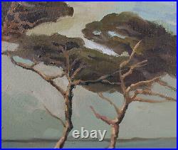 Impressionist California Coast Landscape Oil Painting Art Cypress Trees Al Romeo