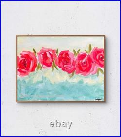 Impressionist Roses 12x16 Handmade Modern Decor Painting Acrylic on Canvas