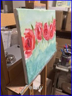 Impressionist Roses 12x16 Handmade Modern Decor Painting Acrylic on Canvas